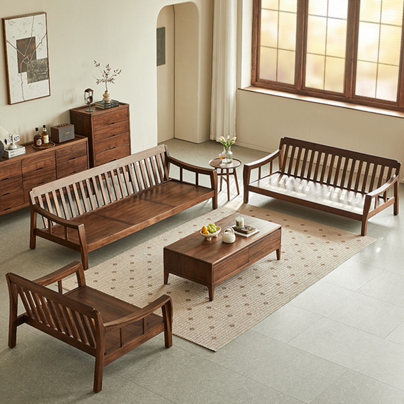 ブラックウォールナット材シックデザインソファ