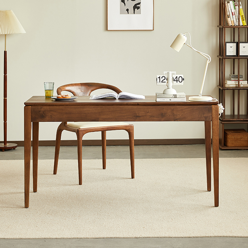 ブラックウォールナット材引き出し付きデスク