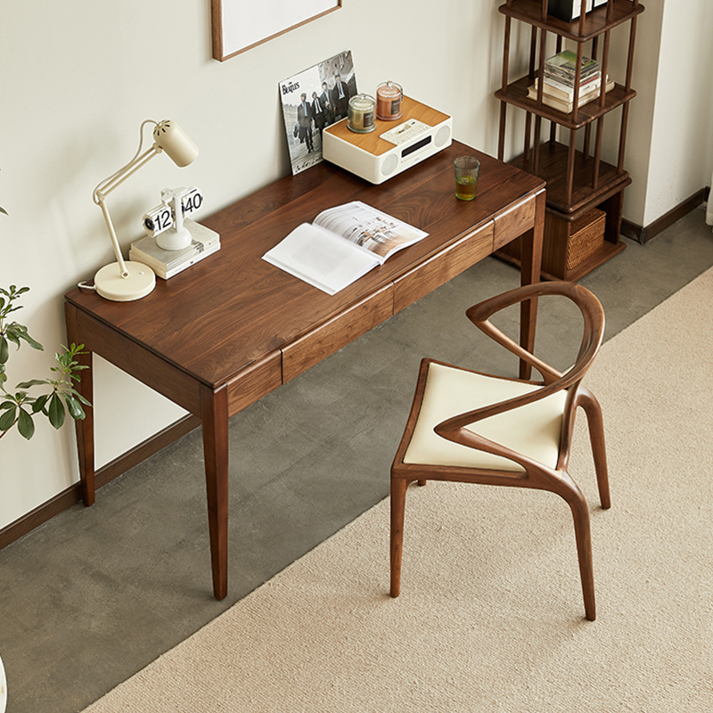 ブラックウォールナット材引き出し付きデスク