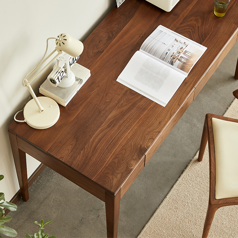 ブラックウォールナット材引き出し付きデスク