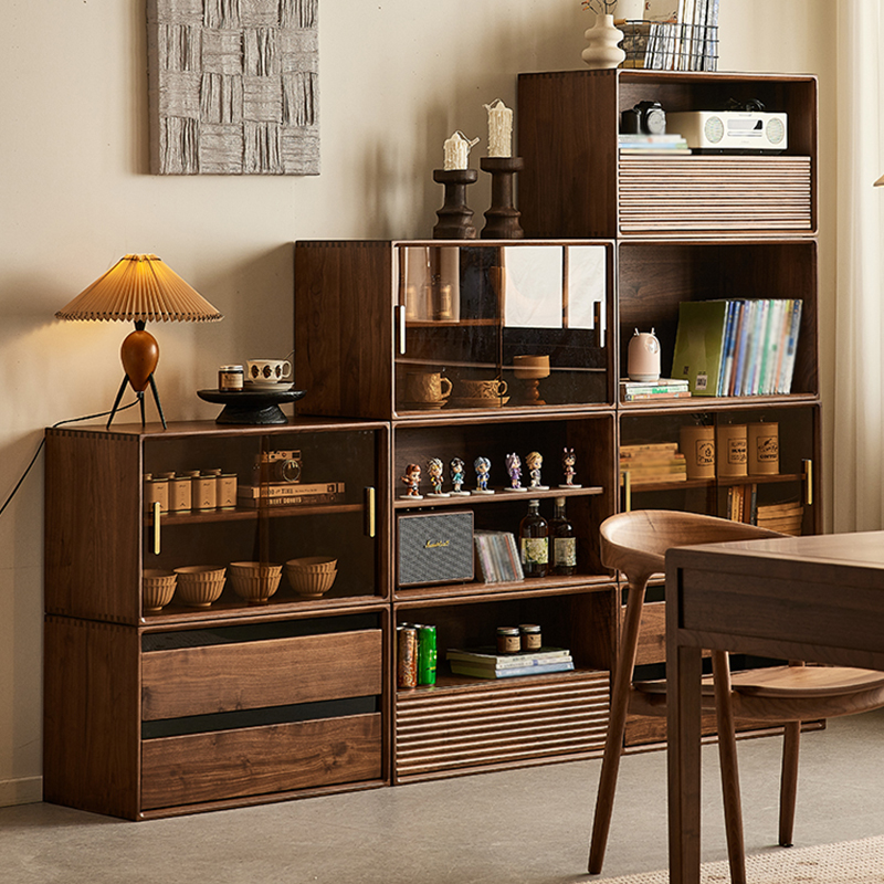 ブラックウォールナット材組み合わせキャビネット | 組み替え自在で