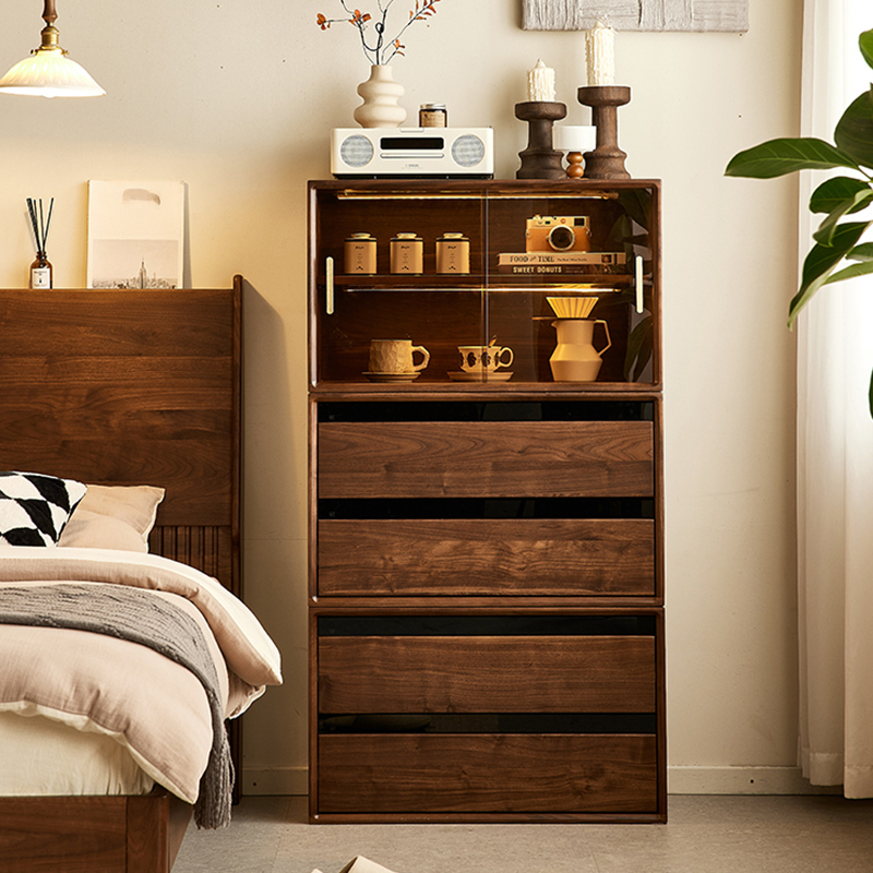 ブラックウォールナット材組み合わせキャビネット