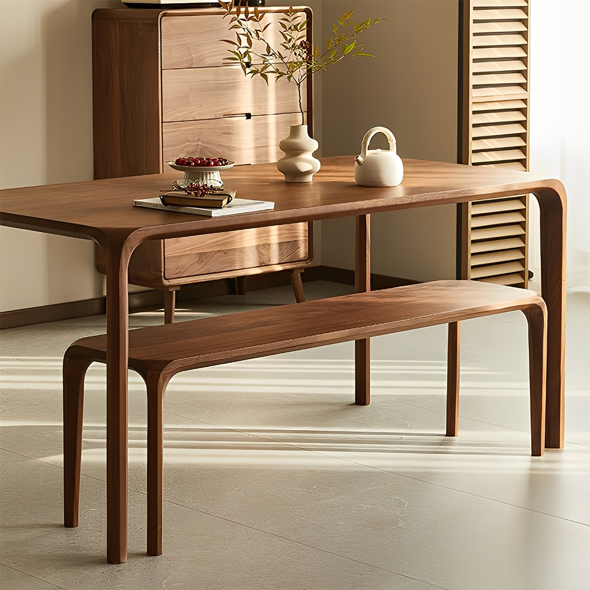 ブラックウォールナット材ダイニングベンチ | 深い色味が空間を