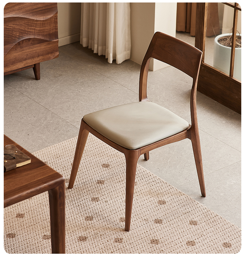 ブラックウォールナット材シンプルダイニングチェア | 快適な座り心地