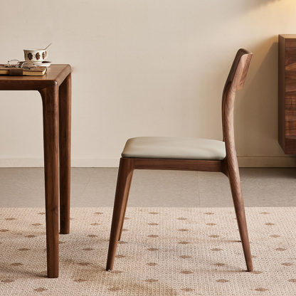 ブラックウォールナット材シンプルダイニングチェア