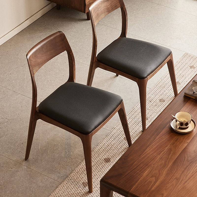 ブラックウォールナット材シンプルダイニングチェア