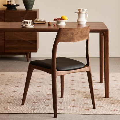 ブラックウォールナット材シンプルダイニングチェア | 快適な座り心地