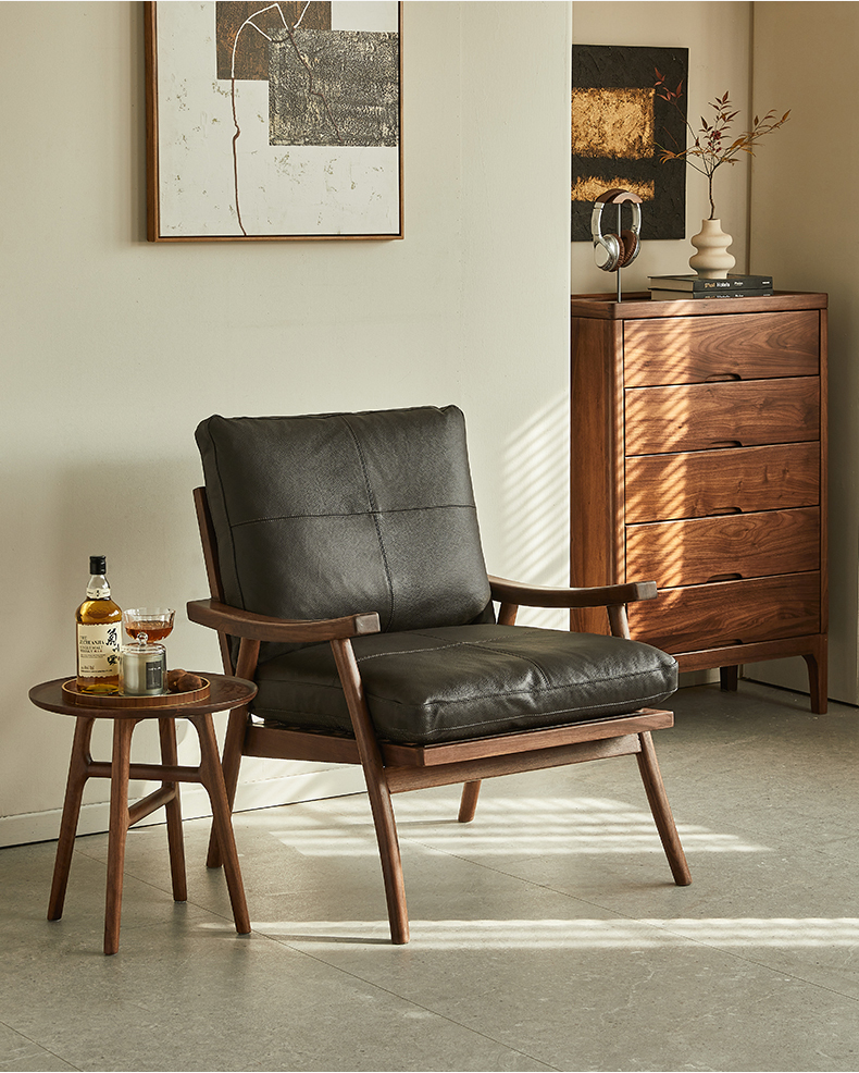 パーソナルチェア MASTERWAL ウォールナット製 ブラックレザー本革チェア パーソナルチェア MASTERWAL ウォールナット製 ブラックレザー本革