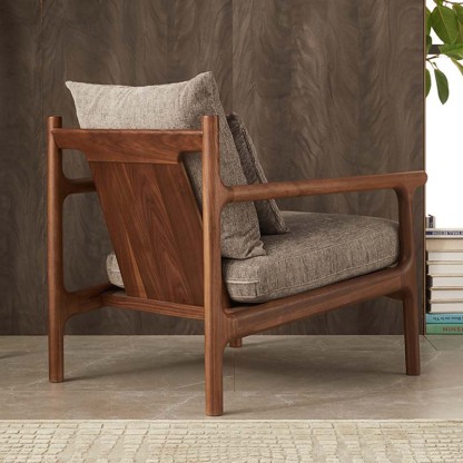 ブラックウォールナット材イタリアンソファチェア