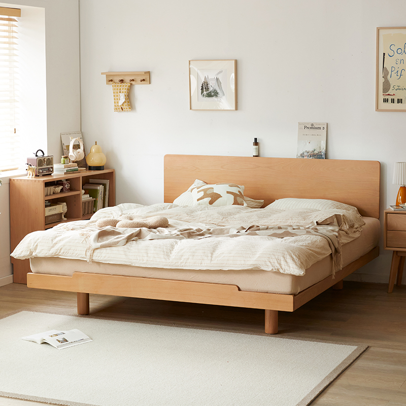 シンプルブナ材コンフォートベッドフレーム