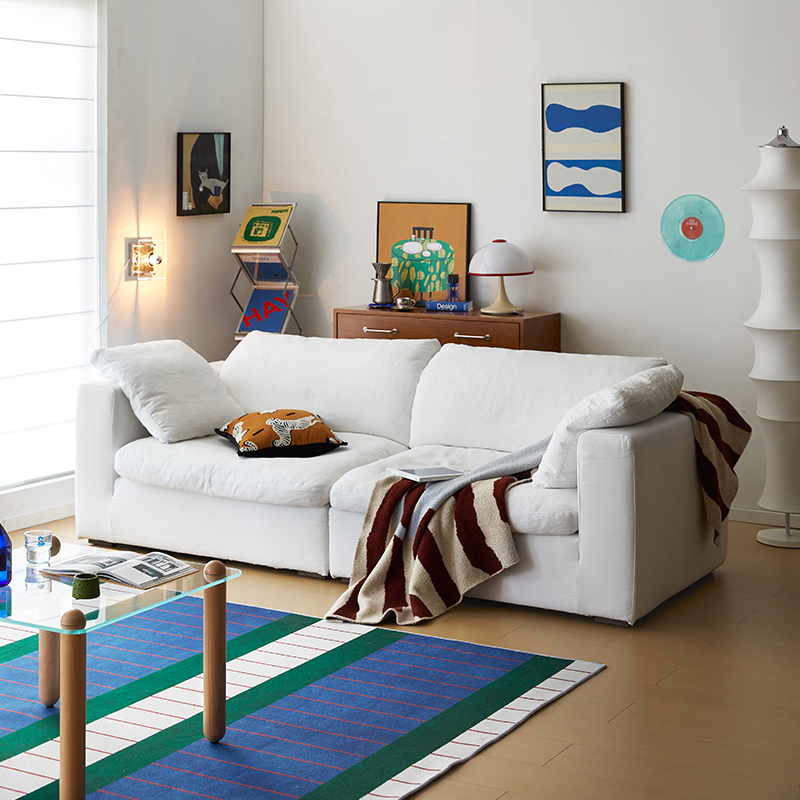 天然コットンリネンゆったりソファ