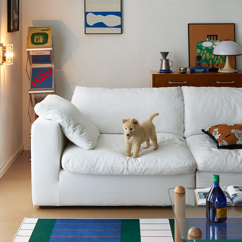 天然コットンリネンゆったりソファ