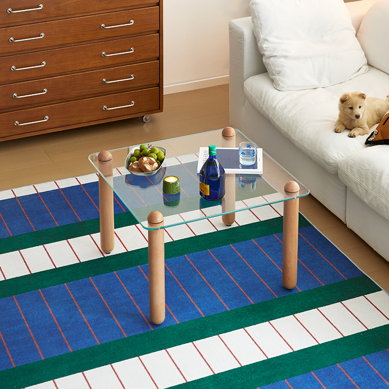 スクエアガラスコーヒーテーブル