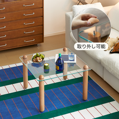 スクエアガラスコーヒーテーブル