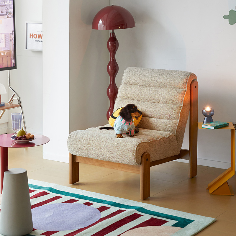 ブークレ生地一人掛けソファチェア