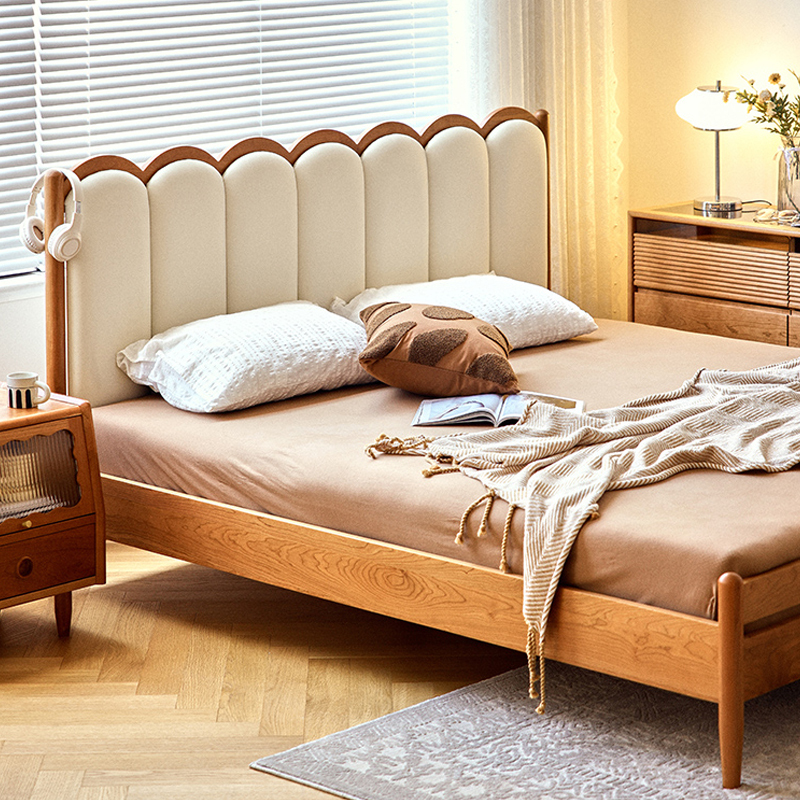 チェリー材 フレンチ調ウッドベッド