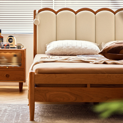 チェリー材 フレンチ調ウッドベッド