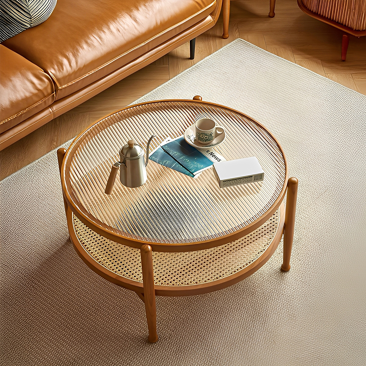 楕円形ガラストップ ローテーブル【和モダンデザイン】 楕円形ガラストップ ローテーブル【和モダンデザイン】