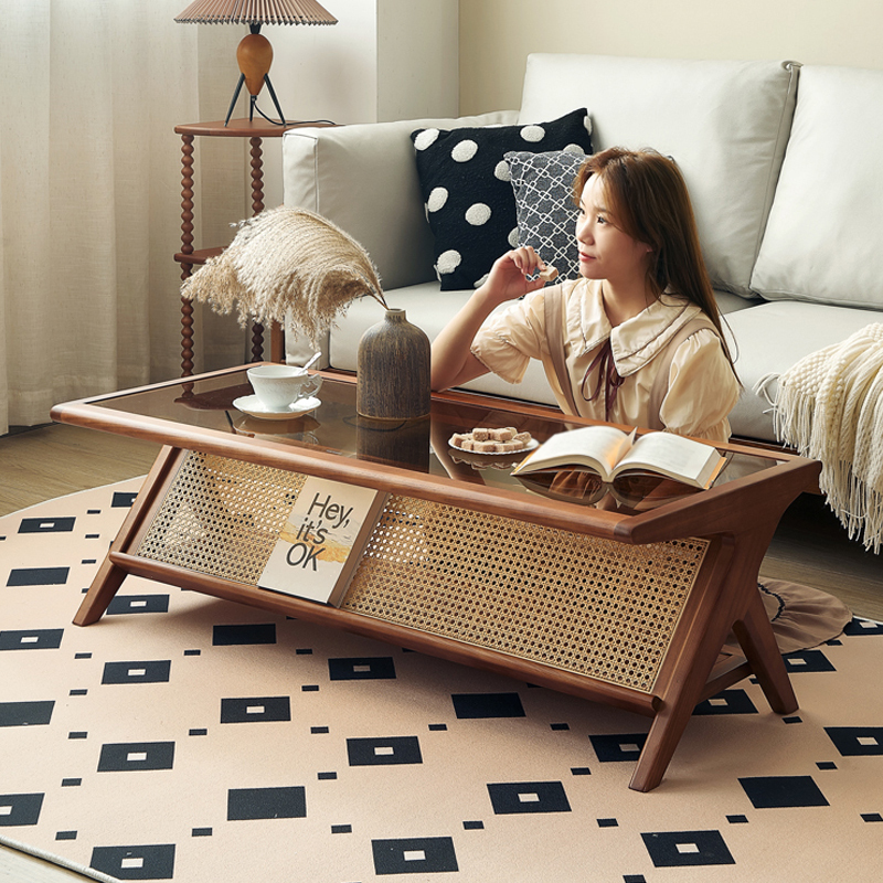 ラタン＆ウッドテーブル