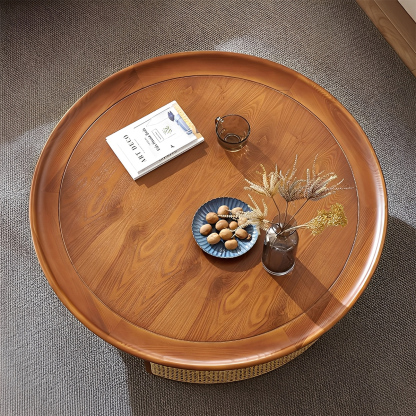 天然木ラウンドローテーブル
