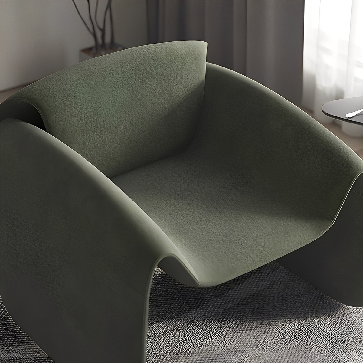 スエード調ラウンジチェア | 優雅なフォルムと極上のくつろぎを提供