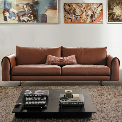 ミニマルレザーソファ【カスタマイズ可】