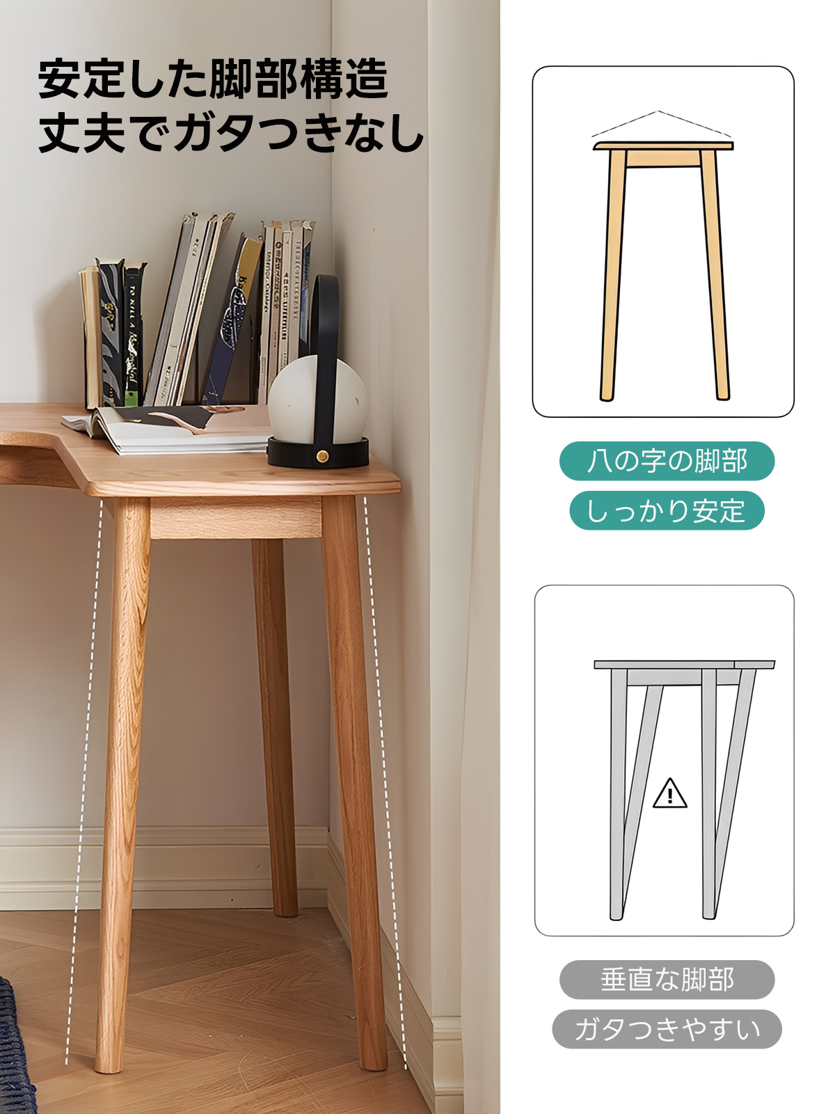 L字型ウッドデスク | ナチュラルな温もりと高級感の融合 – CAGUUU