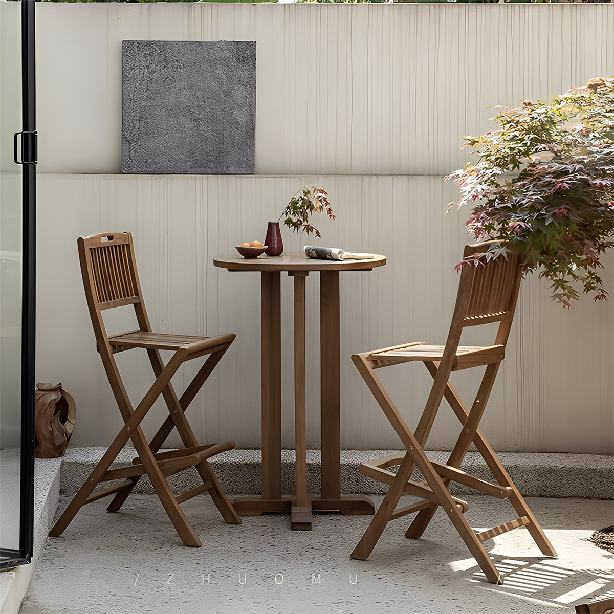 チーク材 屋外用ミニテーブルセット