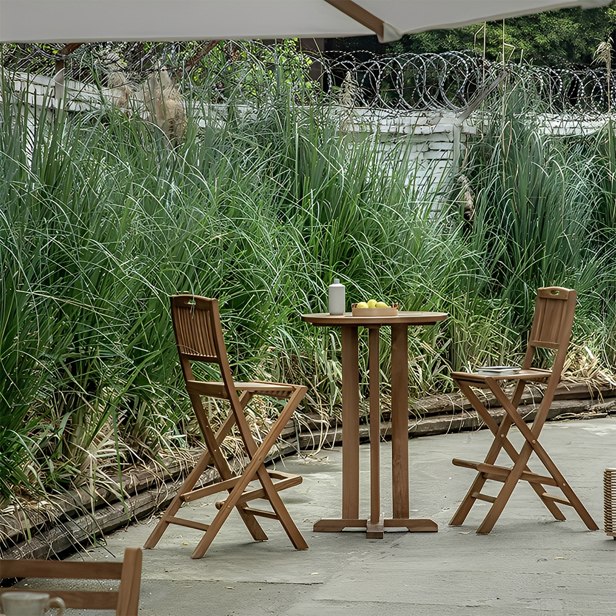 チーク材 屋外用ミニテーブルセット