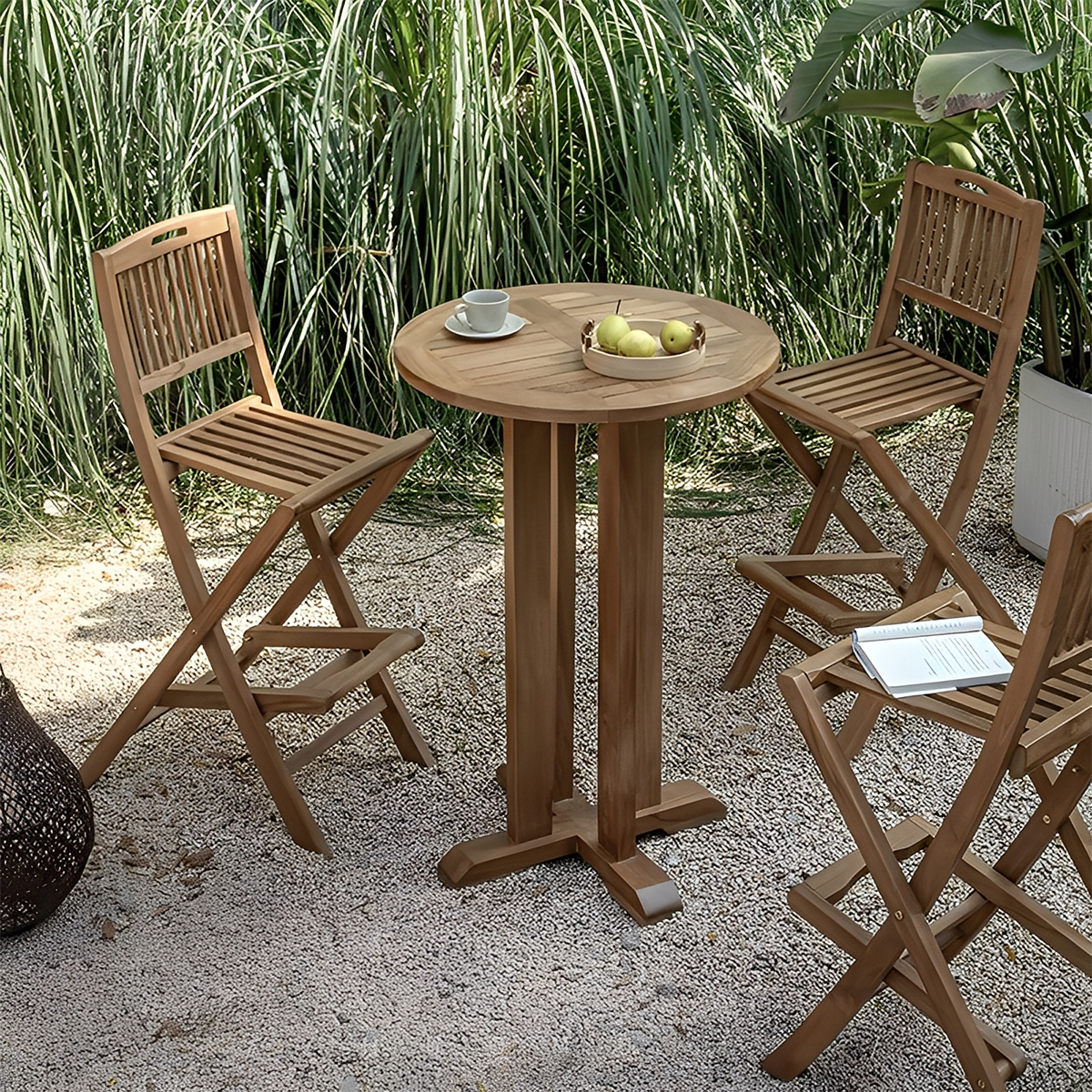 チーク材 屋外用ミニテーブルセット