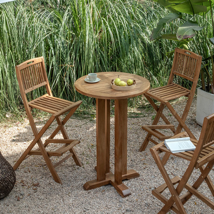 チーク材 屋外用ミニテーブルセット