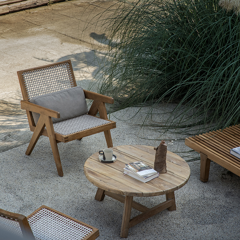 オーク材 屋外用イージーチェアセット | 耐久性と快適さを兼ね備えた