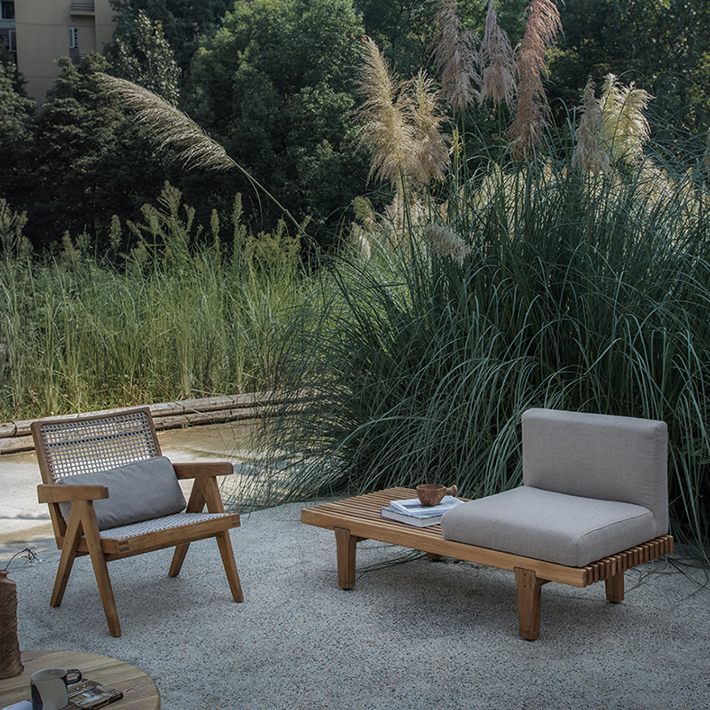 オーク材 屋外用イージーチェアセット