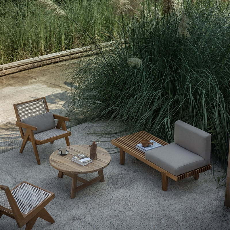 オーク材 屋外用イージーチェアセット