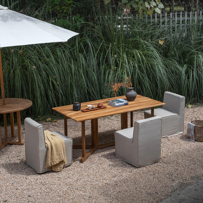 チーク材 屋外用ロングテーブル