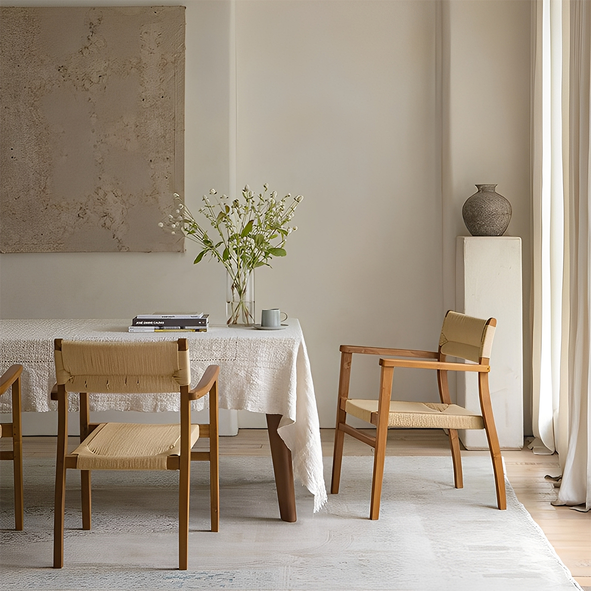 チーク材ナチュラルアームチェア