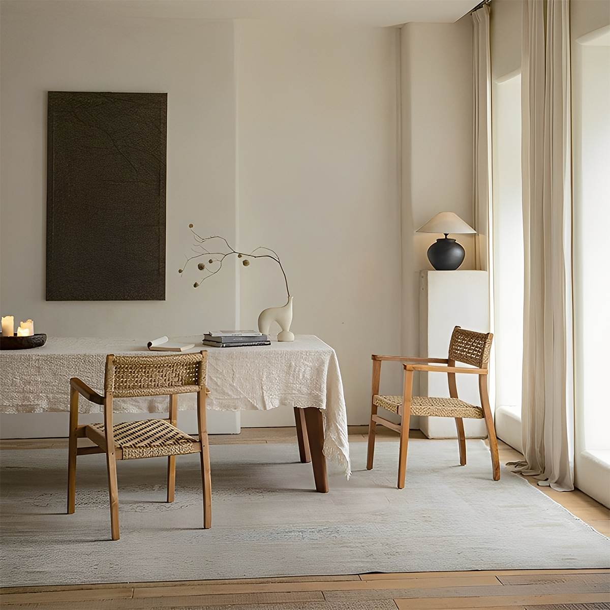 チーク材ナチュラルアームチェア