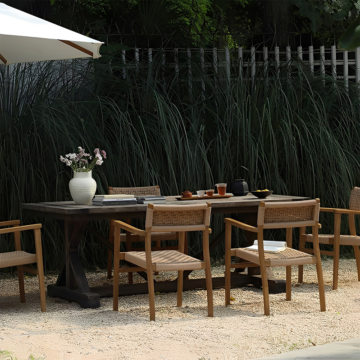 チーク材ナチュラルアームチェア