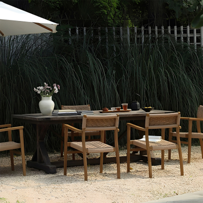 チーク材ナチュラルアームチェア