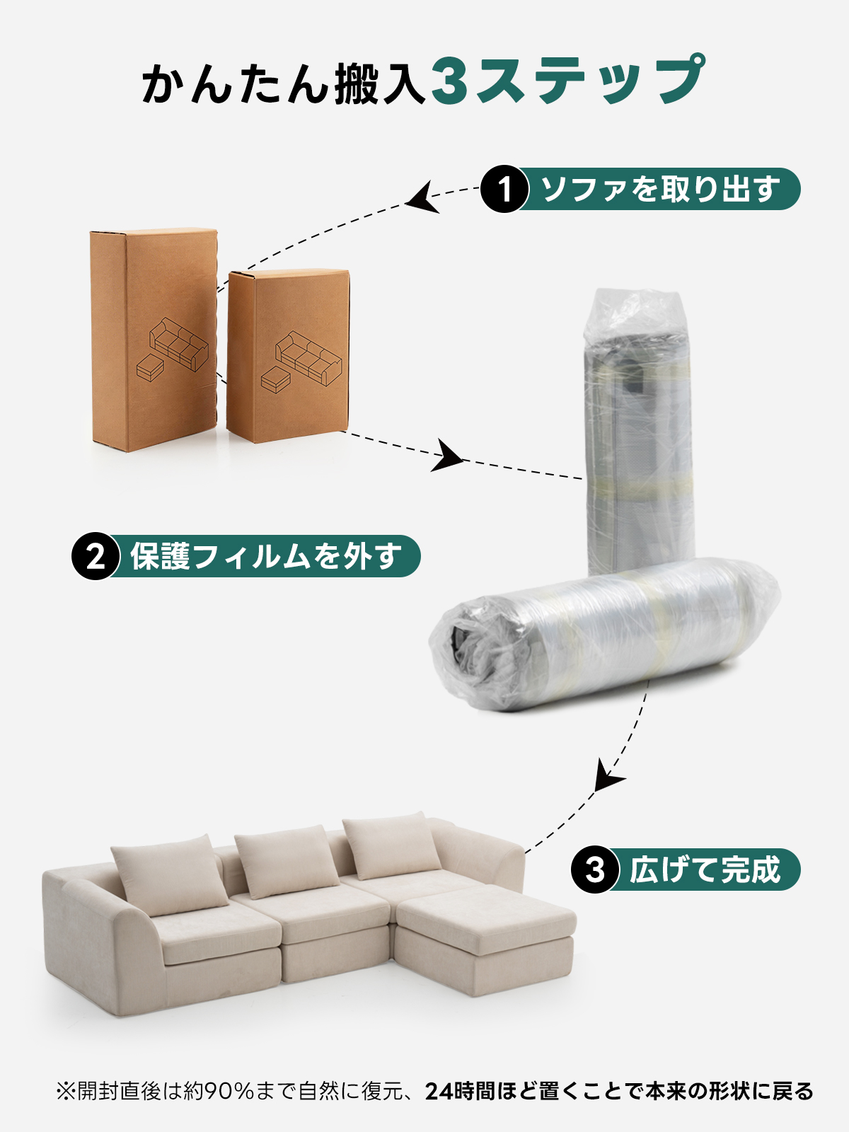 組み替え自在の圧縮ソファ | 狭い空間にも対応する自由な配置可能性