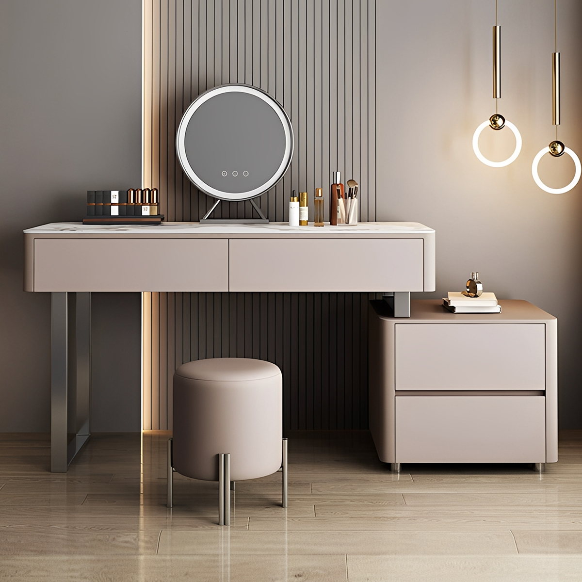 三色LEDミラー付き伸縮ドレッサー