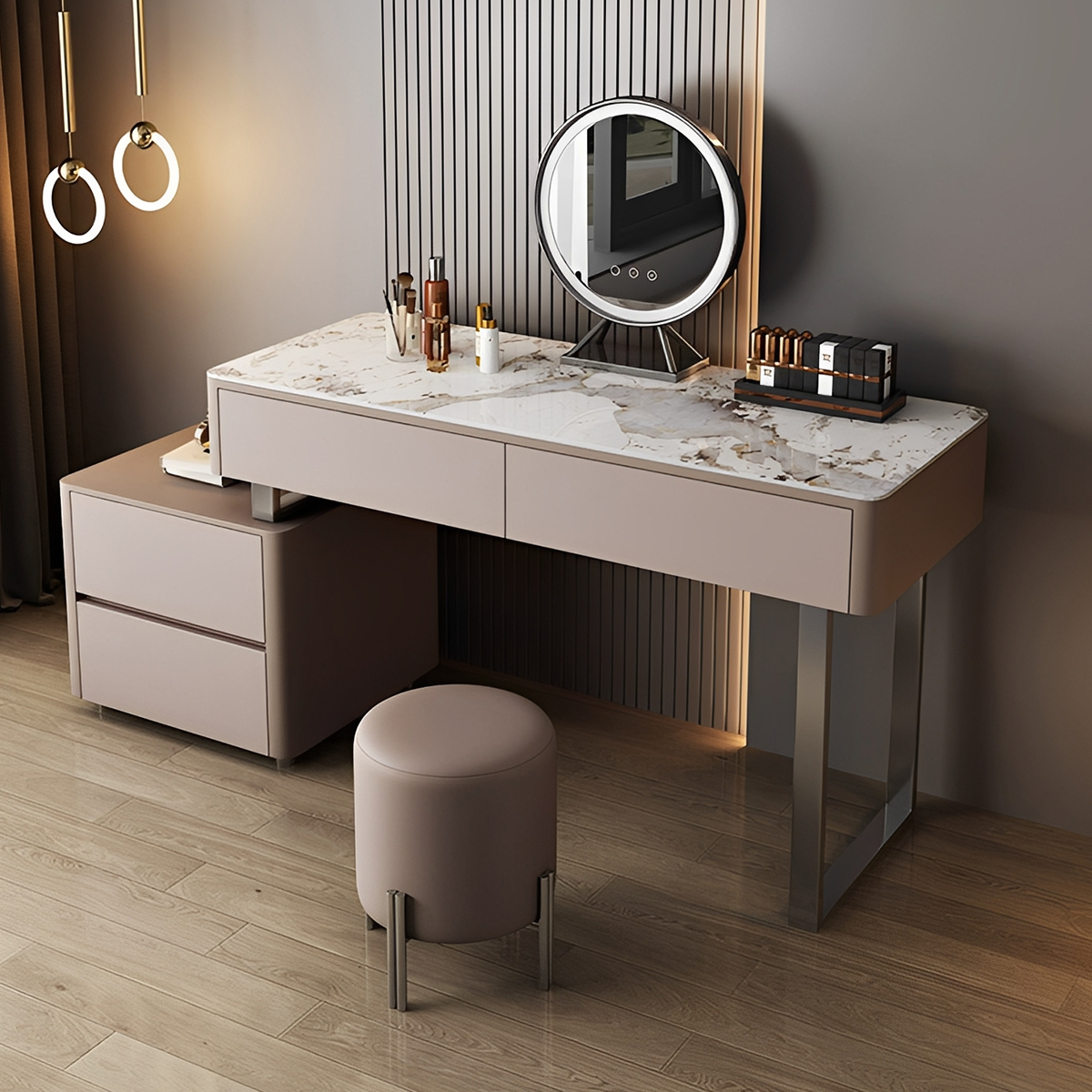 三色LEDミラー付き伸縮ドレッサー