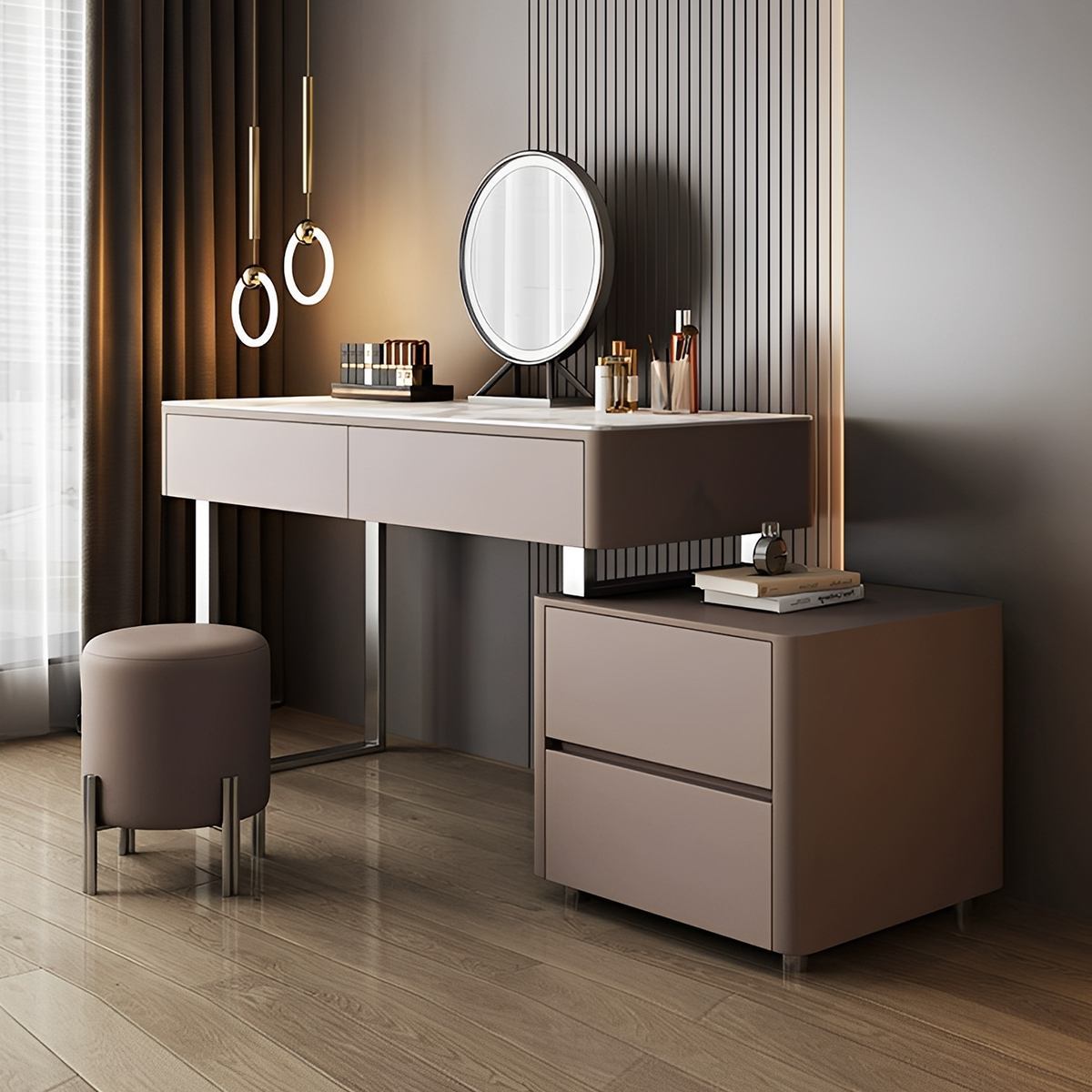 三色LEDミラー付き伸縮ドレッサー