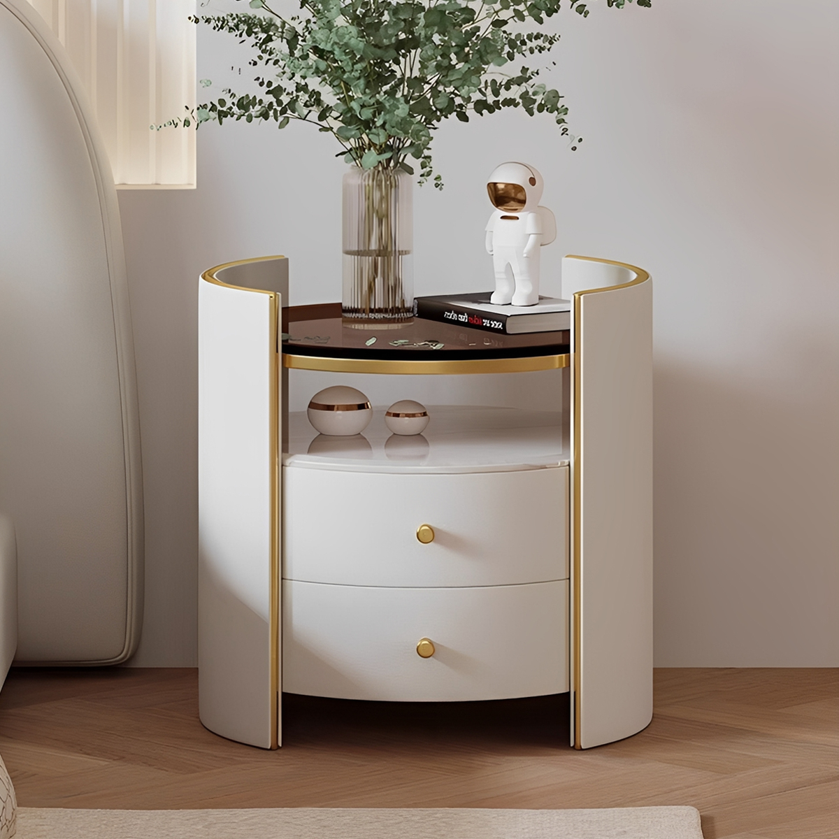 4層収納ラウンドサイドテーブル