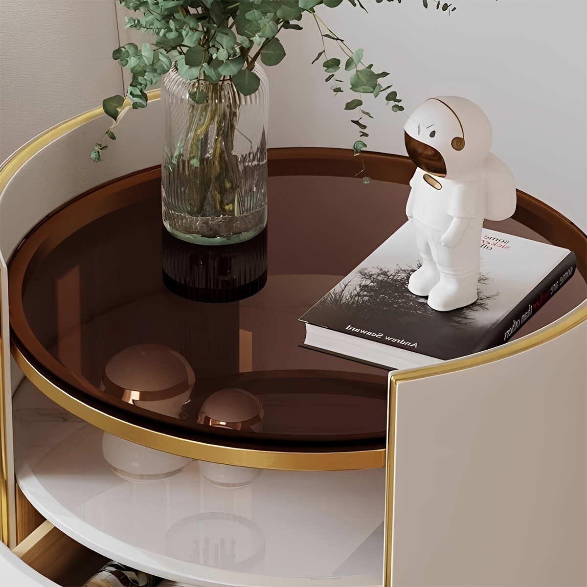 4層収納ラウンドサイドテーブル