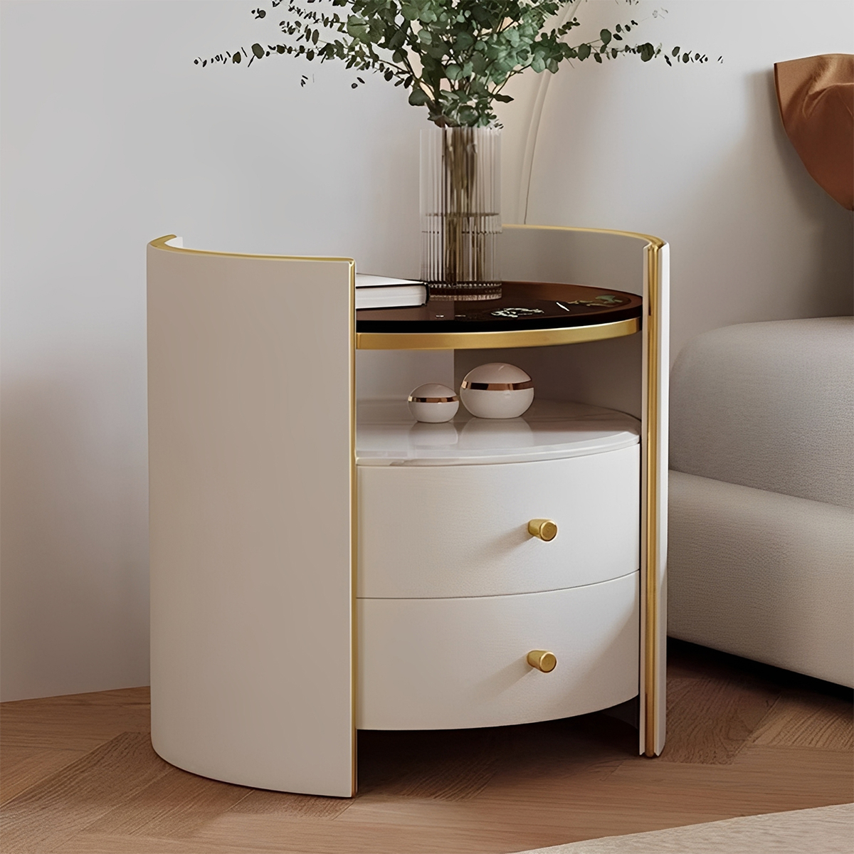 4層収納ラウンドサイドテーブル