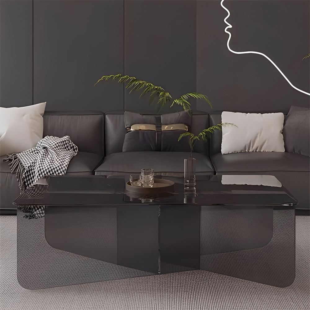 アクリルローテーブル | 透明感が際立ち空間を広く見せるリビング
