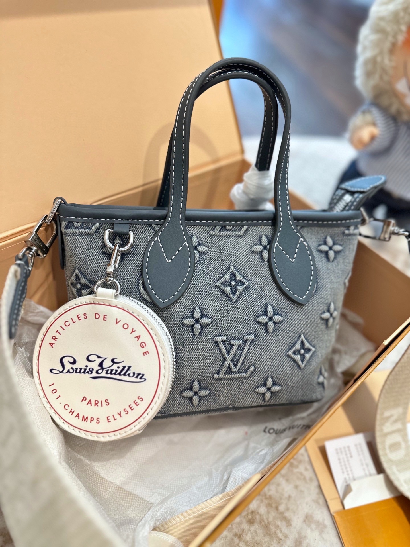 ルイ ヴィトン ( Louis Vuitton)デニム 手持ち バッグ 19cm
