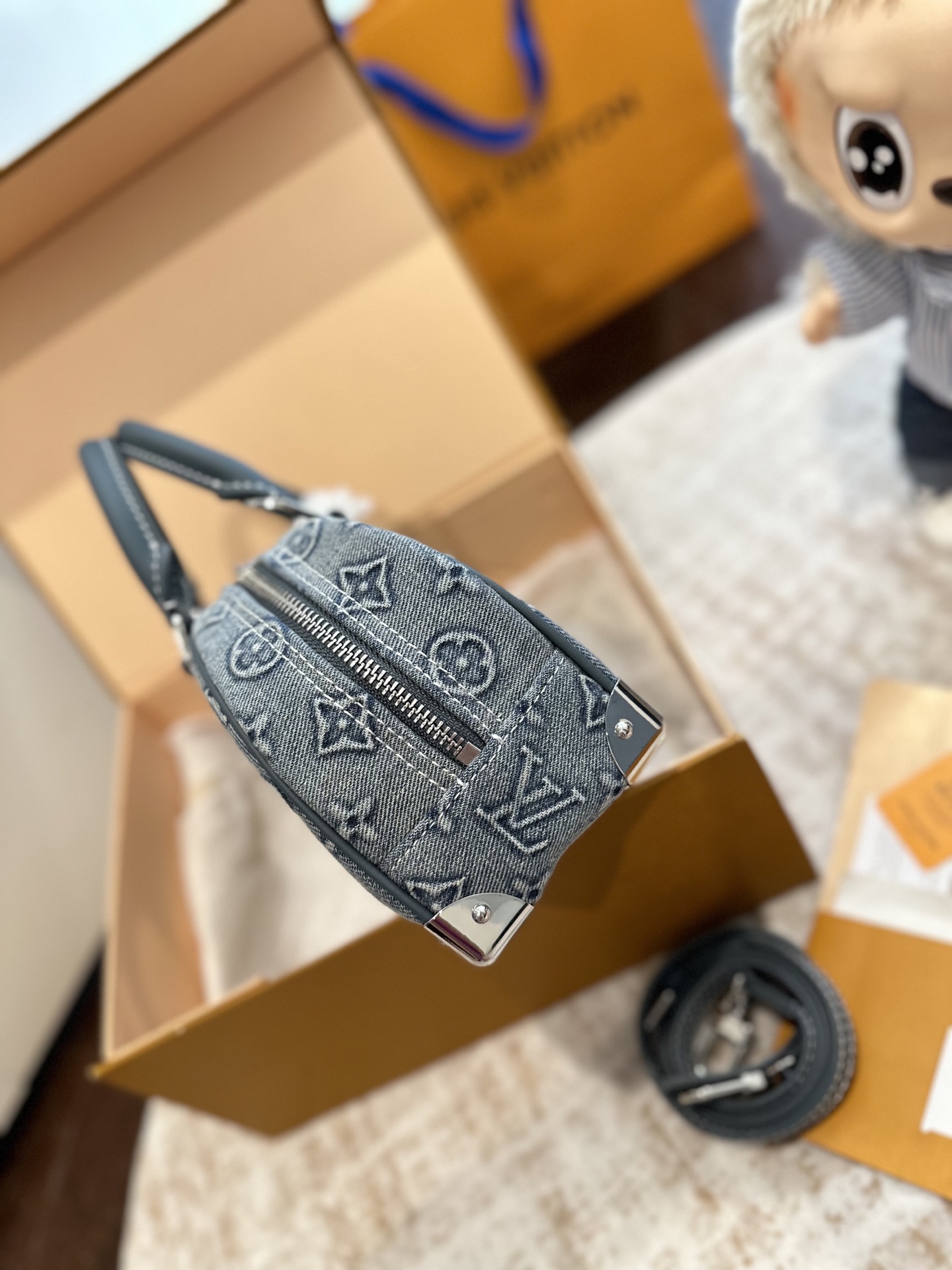 ルイ ヴィトン ( Louis Vuitton)デニム 手提げ バッグ 20cm