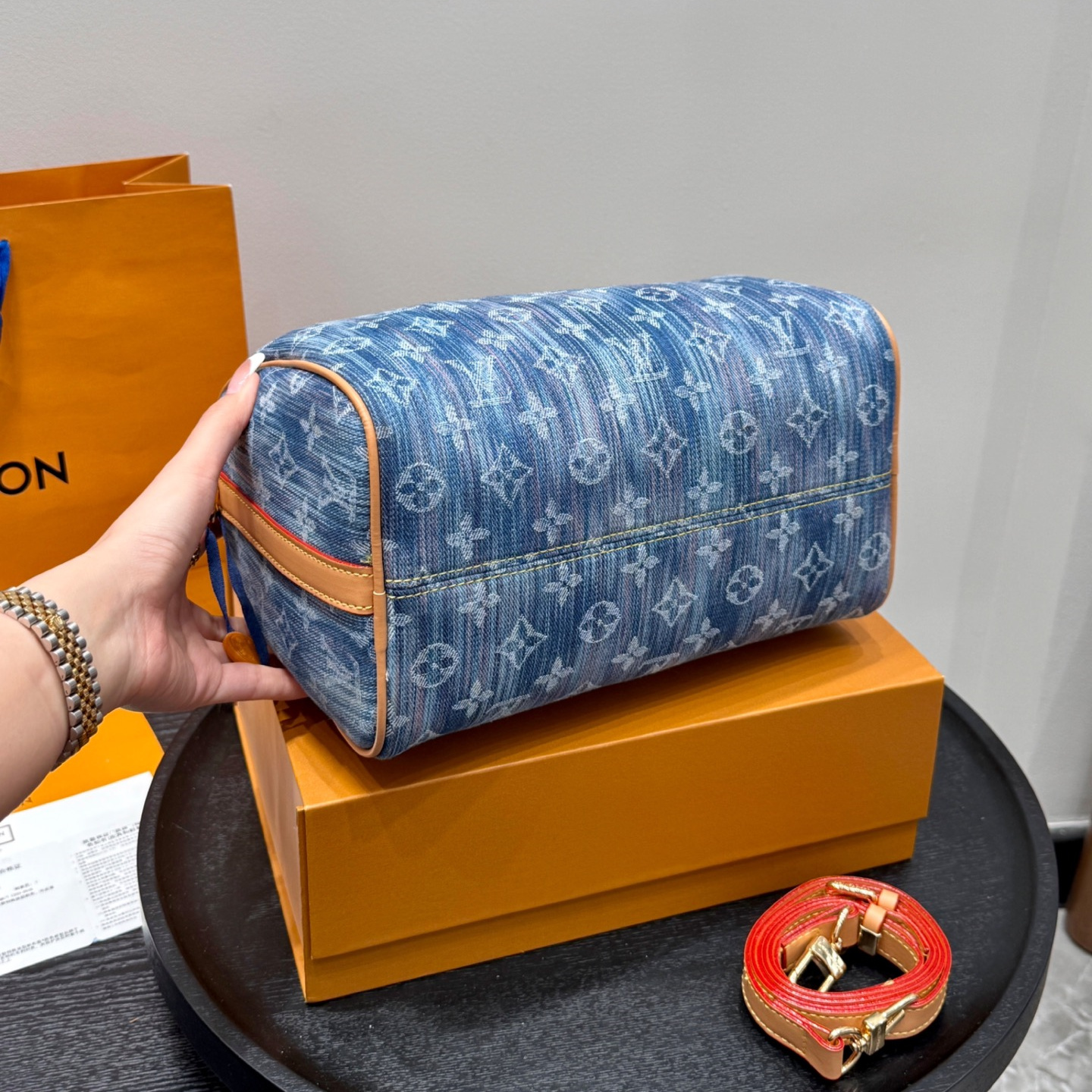 ルイ ヴィトン ( Louis Vuitton)デニム 手提げ バッグ 25x19cm